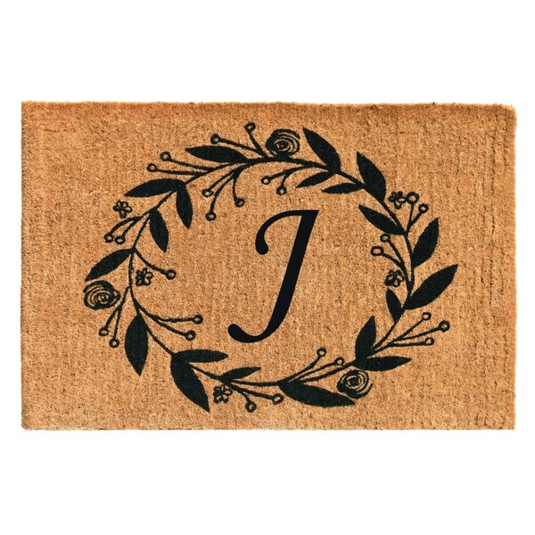 Configuracion 24 x 36 x 1.5 in. Black Rose Rectangular Doormat Natural - Letter J CO2841994 - main